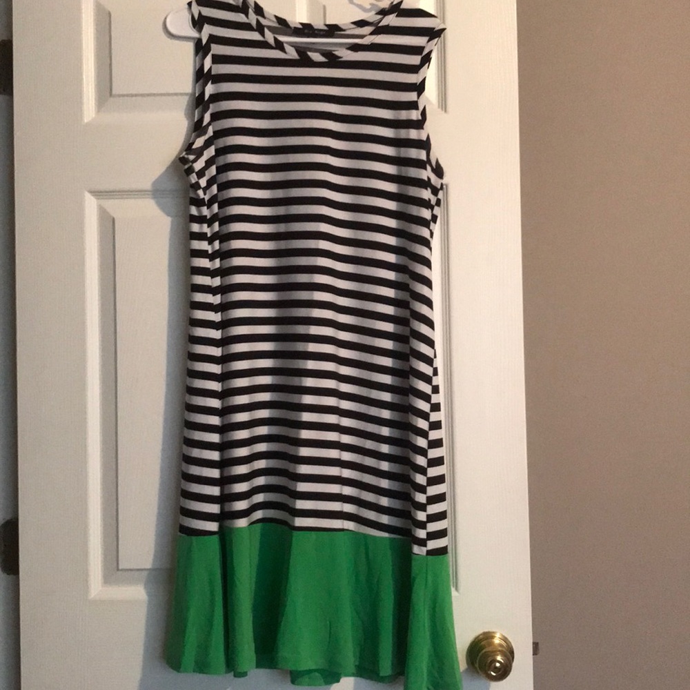 3 for $15! Black white & green striped dress